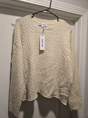 Dkny Cream Cable-Knit Crewneck Sweater